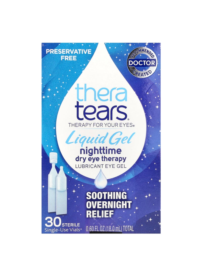 Nighttime Dry Eye Therapy, Lubricant Eye Gel, 30 Single-Use Vials